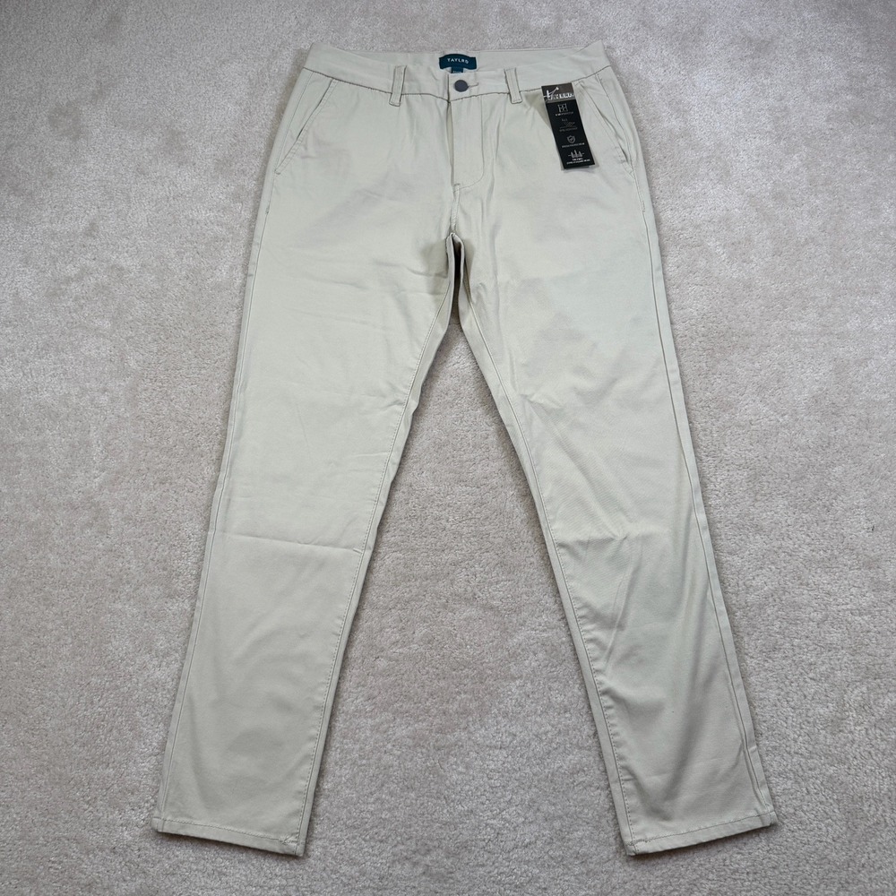 NWT Taylrd Pants Mens 32x29.5 Beige Tan Taylrd Fit Chino Style Stretch Wicking